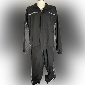 Roundtree & Yorke Sport Black Tracksuit XL Jogger Set Mesh Lined Activewear